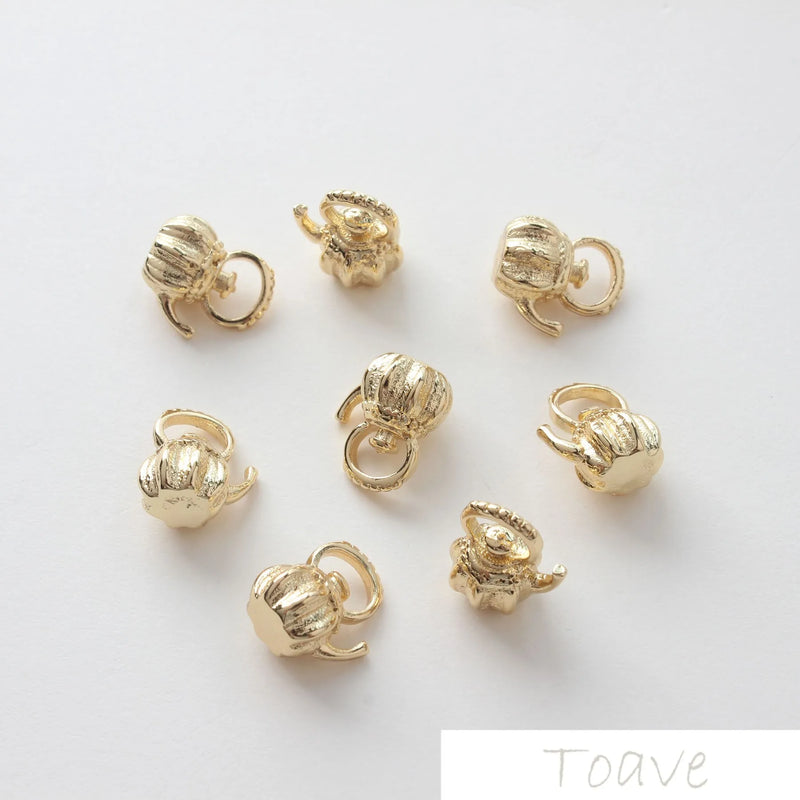 6pcs 14K Small Kettle Pendant DIY Material Accessories