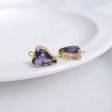 6pcs 14K Plated Heart CZ Charms DIY Jewelry Making