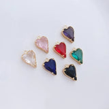 6pcs 14K Plated Heart CZ Charms DIY Jewelry Making