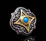 6pcs 27mm Silver Two-tone Engraved Turquoise Concho For Leathercraft