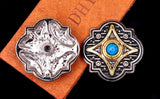 6pcs 27mm Silver Two-tone Engraved Turquoise Concho For Leathercraft