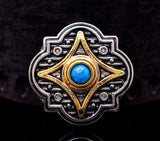 6pcs 27mm Silver Two-tone Engraved Turquoise Concho For Leathercraft