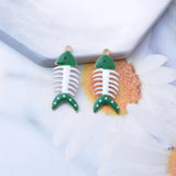 6pcs Copper Enamel Fish bone Charms Two-sided Pendant DIY Earring Making