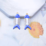 6pcs Copper Enamel Fish bone Charms Two-sided Pendant DIY Earring Making