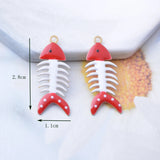 6pcs Copper Enamel Fish bone Charms Two-sided Pendant DIY Earring Making