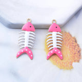 6pcs Copper Enamel Fish bone Charms Two-sided Pendant DIY Earring Making
