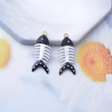 6pcs Copper Enamel Fish bone Charms Two-sided Pendant DIY Earring Making