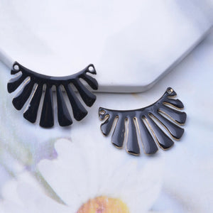 6pcs Copper Enamelled Fan-shaped Charms Necklace Earring Pendant