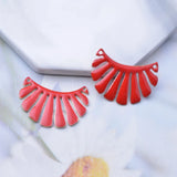 6pcs Copper Enamelled Fan-shaped Charms Necklace Earring Pendant