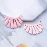 6pcs Copper Enamelled Fan-shaped Charms Necklace Earring Pendant