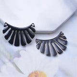 6pcs Copper Enamelled Fan-shaped Charms Necklace Earring Pendant