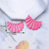 6pcs Copper Enamelled Fan-shaped Charms Necklace Earring Pendant