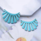 6pcs Copper Enamelled Fan-shaped Charms Necklace Earring Pendant
