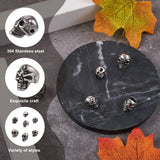 6pcs 304 Stainless Steel Skull Beads for Halloween DIY Crafts