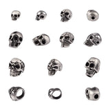 6pcs 304 Stainless Steel Skull Beads for Halloween DIY Crafts