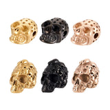 6pcs 304 Stainless Steel Skull Beads for Halloween DIY Crafts