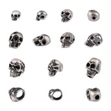 6pcs 304 Stainless Steel Skull Beads for Halloween DIY Crafts