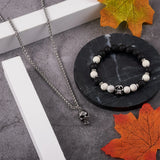 6pcs 304 Stainless Steel Skull Beads for Halloween DIY Crafts