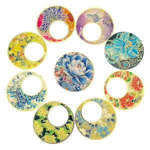 6pcs Colorful Flower Round Charms Painted Pendant for Jewellery Making