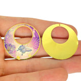 6pcs Colorful Flower Round Charms Painted Pendant for Jewellery Making
