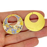 6pcs Colorful Flower Round Charms Painted Pendant for Jewellery Making