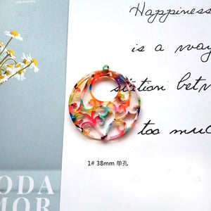 6pcs 38mm Acetate Slabs Charms Round Flower Pendants Earrings