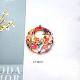 6pcs 38mm Acetate Slabs Charms Round Flower Pendants Earrings