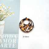 6pcs 38mm Acetate Slabs Charms Round Flower Pendants Earrings