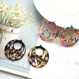 6pcs 38mm Acetate Slabs Charms Round Flower Pendants Earrings
