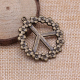 6pcs 38mm Peace Sign Flower Charm Pendants Antique Silver Plated