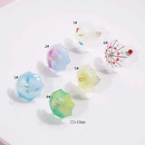 6pcs 3D Umbrella Acrylic Charms Pendant for Jewelry Making