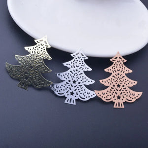 6pcs 40*35mm Rose Christmas Tree Charms Silver Thin Pendant Brass Jewelry
