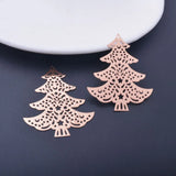 6pcs 40*35mm Rose Christmas Tree Charms Silver Thin Pendant Brass Jewelry