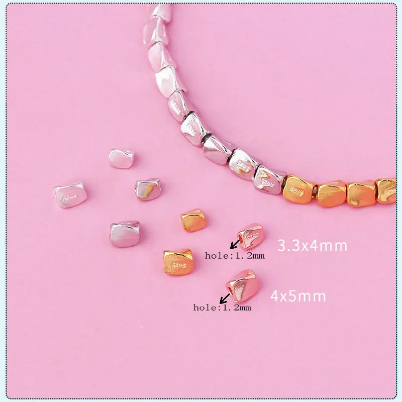 6pcs 925 Sterling Silver Triangle Spacer Beads for DIY Jewelry Making