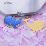 6pcs Brass Whale Charms Painted Pendant Earring Findings