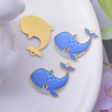 6pcs Brass Whale Charms Painted Pendant Earring Findings