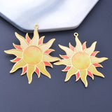 6pcs AD3347 Brass Plated Sun Charms Painted Pendant for Jewelry Earring