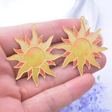 6pcs AD3347 Brass Plated Sun Charms Painted Pendant for Jewelry Earring
