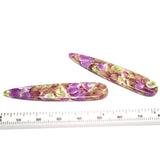 6pcs Acetate Purple Flowers Teardrop Charms, Geometric Pendant