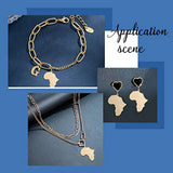 6pcs Africa Map Charm with Word Pendants Stainless Steel Charms