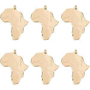 6pcs Africa Map Charm with Word Pendants Stainless Steel Charms