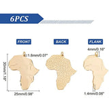6pcs Africa Map Charm with Word Pendants Stainless Steel Charms