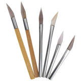 6pcs Agate Burnisher Polishing Set Bamboo Handle