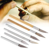 6pcs Agate Burnisher Polishing Set Bamboo Handle