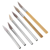 6pcs Agate Burnisher Polishing Set Bamboo Handle