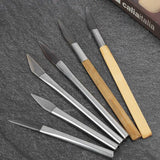 6pcs Agate Burnisher Polishing Set Bamboo Handle