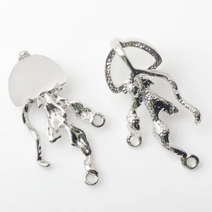 6pcs Alloy Inlay Resin Jellyfish Charm Pendant Earring Necklace DIY Accessories