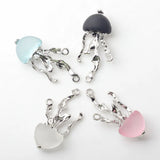 6pcs Alloy Inlay Resin Jellyfish Charm Pendant Earring Necklace DIY Accessories