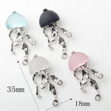 6pcs Alloy Inlay Resin Jellyfish Charm Pendant Earring Necklace DIY Accessories