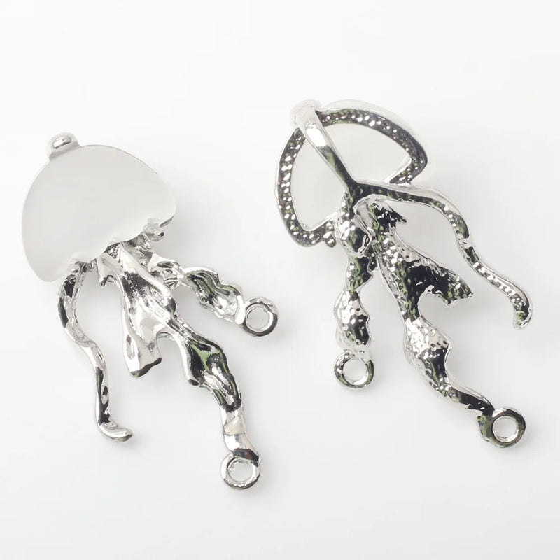 6pcs Alloy Inlay Resin Jellyfish Charm Pendant Earring Necklace DIY Accessories